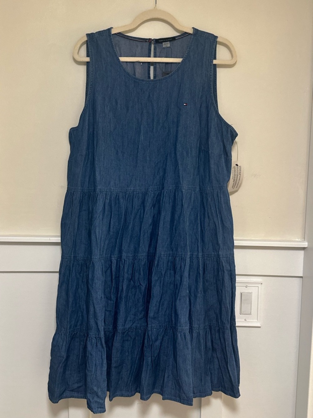 18W Tommy Hilfiger - Denim Sleeveless Tiered Dress